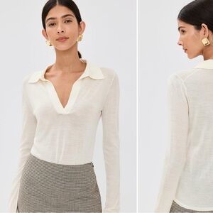 Reformation Lucas Relaxed Regenerative Lightweight Merino Wool Collared Sweater